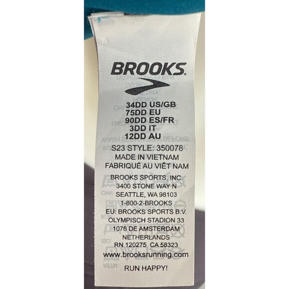 Brooks Sports Bra Dare Underwire Run Womens 34DD Adjustable Straps Lagoon - Picture 7 of 10